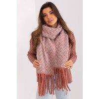 Love Lace Women's Long Geometric Pattern Polyester Scarf with Tassels Fall Winter in Pink