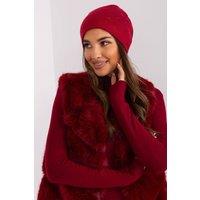 Love Lace Women's Warm Winter Cashmere Beanie Hat with Rhinestone Decorative Applique in Red