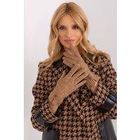 Love Lace Women's Insulated Phone Touch Gloves With Pattern Pompoms Embroidered in Brown | Size: Large/XL