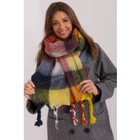 Love Lace Women's Long Colorful Plaid Polyester Scarf with Tassels for Fall in Yellow
