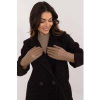 Love Lace Women's Insulated Leather Touchscreen Gloves with Flower Stitch in Beige | Size: S/M