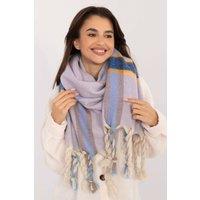 Love Lace Women's Elegant Long Checkered Polyester Scarf with Tassels Warm in Violet