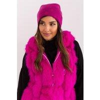 Love Lace Women's Warm Winter Cashmere Beanie Hat with Rhinestone Decorative Trim in Pink