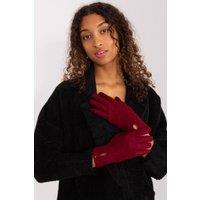 Love Lace Women's Insulated Geometric Gloves with Touchscreen Finger Button Cuff in Red | Size: Large/XL