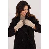 Love Lace Women's Insulated Phone Touch Gloves with Embroidered Flower Bows Patterned in Beige | Size: S/M