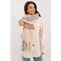 Love Lace Women's Elegant Checkered Polyester Scarf with Tassels for Warmth in Pink