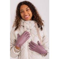 Love Lace Women's Elegant Two Material Touchscreen Gloves With Flower Stitch in Violet | Size: Large/XL