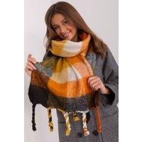 Love Lace Women's Long Multicolor Plaid Polyester Tassel Warm Winter Scarf in Orange