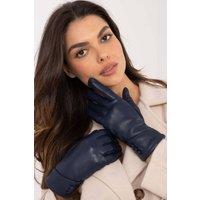 Love Lace Women's Insulated Leather Gloves With Phone Touch Buttons & Flower in Blue | Size: S/M