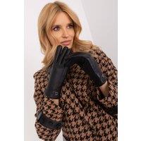 Love Lace Women's Elegant Insulated Gloves Two Material Embroidered Flower Touchscreen in Black | Size: S/M