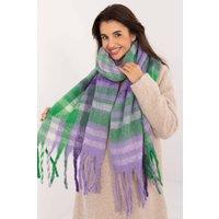 Love Lace Women's Elegant Check Polyester Scarf with Stylish Fringes for Winter in Violet