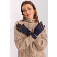 Love Lace Women's Elegant Touchscreen Gloves with Contrast Inserts & Braided Cuffs in Blue | Size: S/M