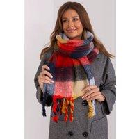 Love Lace Women's Long Colorful Plaid Polyester Scarf with Tassels for Winter in Red