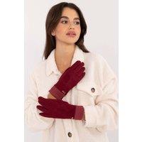 Love Lace Women's Ribbed Touchscreen Gloves with Embroidered Flower Welt Warm Fit in Red | Size: Large/XL