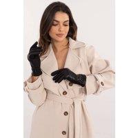 Love Lace Women's Elegant Insulated Leather Gloves with Phone Touch Flower Embroidery in Black | Size: Large/XL