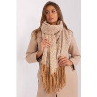 Love Lace Women's Long Geometric Pattern Scarf with Tassels for Autumn Winter in Camel
