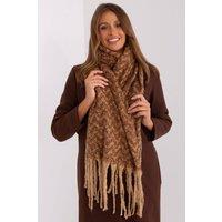 Love Lace Women's Long Geometric Pattern Polyester Scarf with Tassels Warm in Brown