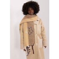 Love Lace Women's Autumn Winter Long Striped Polyester Scarf with Tassels in Beige