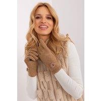 Love Lace Women's Elegant Knitted Touchscreen Gloves with Pom Pom Trim & Floral Stitch in Brown | Size: S/M