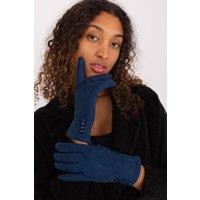 Love Lace Women's Elegant Fabric Gloves with Geometric Pattern Touchscreen Buttons in Blue | Size: Large/XL