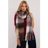Love Lace Women's Elegant Long Polyester Check Scarf with Tassels for Winter in Brown
