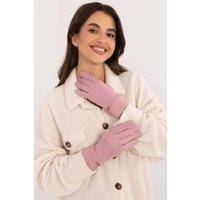 Love Lace Women's Ribbed Smooth Touchscreen Gloves with Embroidered Flower Warm in Pink | Size: Large/XL