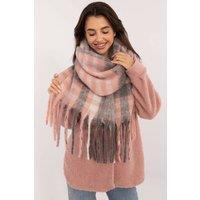 Love Lace Women's Elegant Classic Polyester Check Scarf with Decorative Fringes in Grey
