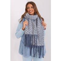 Love Lace Women's Long Geometric Pattern Polyester Scarf with Tassels for Winter in Blue