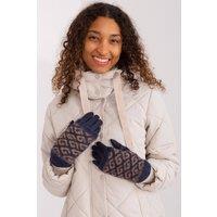 Love Lace Women's Smooth Knit Insulated Warm Touchscreen Gloves with Flower Stitch in Navy | Size: Large/XL