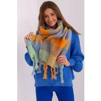 Love Lace Women's Long Colorful Plaid Polyester Scarf Wrap with Tassels Neck in Orange
