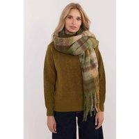 Love Lace Women's Elegant Classic Check Polyester Scarf With Tassels For Winter in Green