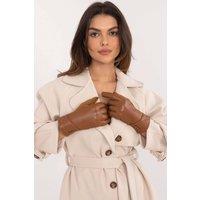 Love Lace Women's Elegant Insulated Leather Touchscreen Gloves with Flower in Brown | Size: S/M