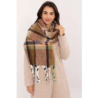 Love Lace Women's Elegant Check Polyester Scarf with Decorative Tassels Warm in Brown