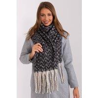 Love Lace Women's Long Geometric Pattern Scarf with Tassel Fringe Wrap Warm in Black