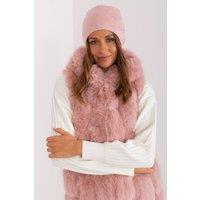 Love Lace Women's Cashmere Beanie Hat for Warm Winter Rhinestone Decor Fitted Cap in Pink