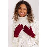 Love Lace Women's Elegant knitted touchscreen gloves with pom pom wrists in Red | Size: S/M