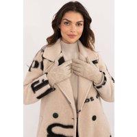 Love Lace Women's Insulated Geometric Pattern Touchscreen Gloves with Floral Detail in Beige | Size: Large/XL
