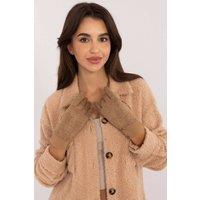 Love Lace Women's Ribbed Touchscreen Gloves with Embroidered Flower for Cold Days in Brown | Size: Large/XL