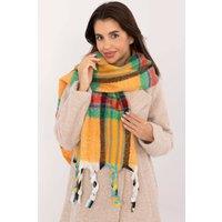 Love Lace Women's Elegant Check Pattern Polyester Scarf with Tassels for Winter in Orange