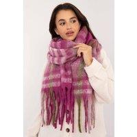 Love Lace Women's Elegant Checkered Polyester Scarf with Decorative Fringe Warm in Violet