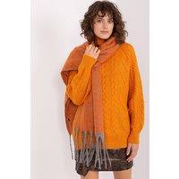 Love Lace Women's Autumn Winter Geometric Pattern Polyester Long Scarf with Fringe in Orange
