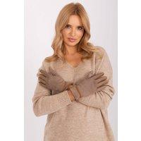 Love Lace Women's Elegant Touchscreen Gloves with Braided Wrist Straps & Flower in Beige | Size: Large/XL