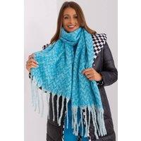 Love Lace Women's Long Geometric Pattern Polyester Scarf with Tassels for Fall in Blue
