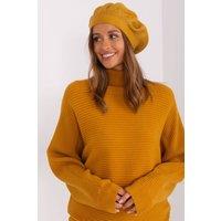 Love Lace Women's Classic Beret Hat Soft Wool Touch Cap for Everyday Wear Autumn Style in Yellow