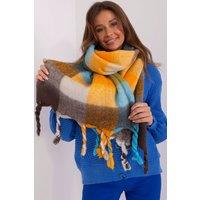 Love Lace Women's Colorful Plaid Long Polyester Scarf with Fringe for Fall Winter in Brown