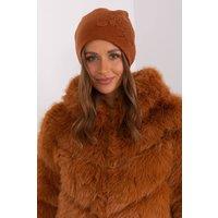 Love Lace Women's Warm Winter Cashmere Beanie Hat With Decorative Rhinestone Trim in Brown