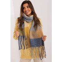 Love Lace Women's Long Plaid Polyester Scarf with Tassels for Fall Winter in Mustard