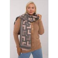 Love Lace Women's Soft Viscose Geometric Pattern Tassel Scarf for Winter Days in Grey