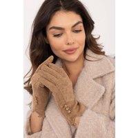 Love Lace Women's Elegant Warm Touchscreen Gloves with Embroidered Flower Wrist Buttons in Brown | Size: Large/XL