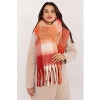 Love Lace Women's Elegant Classic Check Polyester Scarf with Tassels Warm Style in Red
